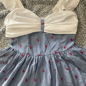 XL Unique Vintage swing dress blue w/ cherries and ruffle straps w/ tags